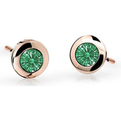 Danfil dětské náušnice C1537 z růžového zlata s kamínky Emerald Green zapínání puzeta