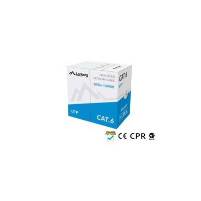 Кабел/преходник Lanberg LAN cable CAT. 6 utp 305m solid cu grey cpr (LCU6-11CU-0305-S)