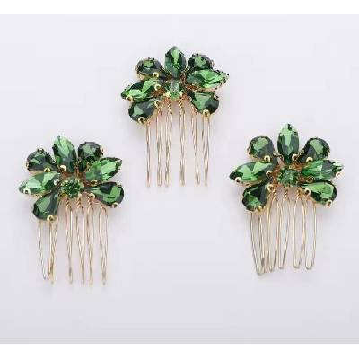Naishide Jewelry Sada 3 ks krystalových hřebínků Flower Druh barvy: Zelená