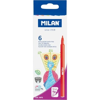 MILAN Флумастери, с тънък връх, 6 цвята (O1010180072)