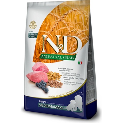 N&D Ancestral Grain Dog LG Lamb Spelt Oats & Blueberry Puppy Medium & Maxi 2,5 kg