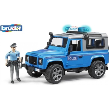 Bruder 2597 Policejní Land Rover Defender + policista a maják