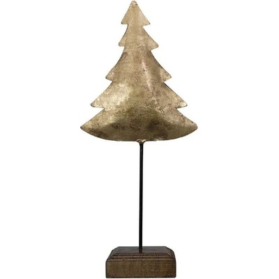 Mars & More Dekorace zlatý antik kovový stromek na dřevěném podstavci - 10*8*28cm - Mars & More