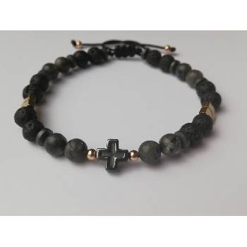 Image 1 of Мъжка гривна с кръст и злато (МЕК3)