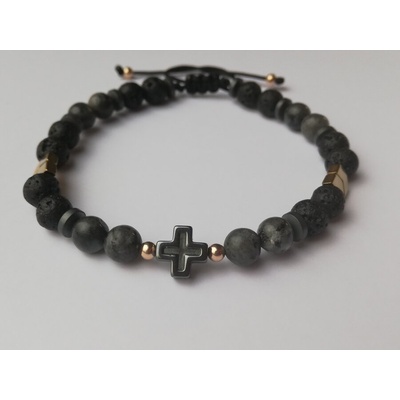 Мъжка гривна с кръст и злато (МЕК3)