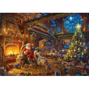 Schmidt Spiele - Puzzle Kinkade: Santa Claus and His Secret Santa - 1 000 piese