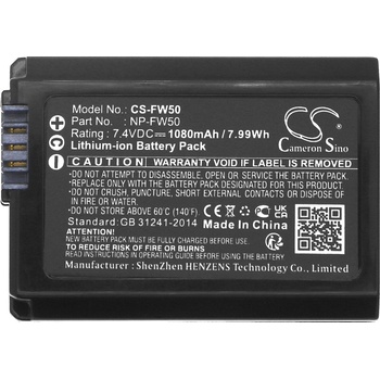 Cameron sino - Съвместима със Sony NP-FW50 LiIon, 1080 mAh, 7.4 V; CS-FW50 (CS-FW50)