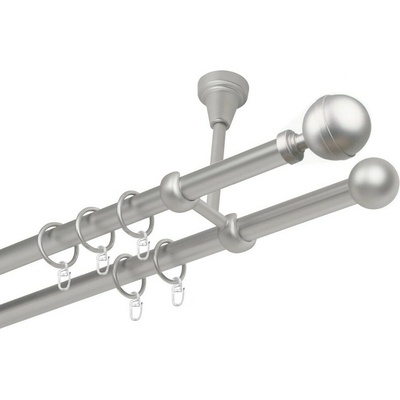 OK-GarnýžeCZ Garnýž kovová dvouřadá 19mm Kalisto satina 290 cm do stropu / kroužky s háčkem