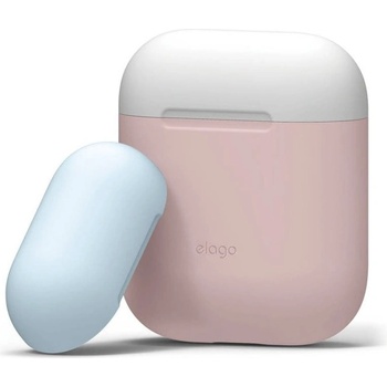 elago Защитен калъф Elago Duo Silicone Case, за Apple Airpods/2, силиконов, розов (EAPDO-PK-WHPBL)