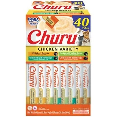 Pamlsok Inaba Churu Cat Kura 4 príchute 40 túb 560 g