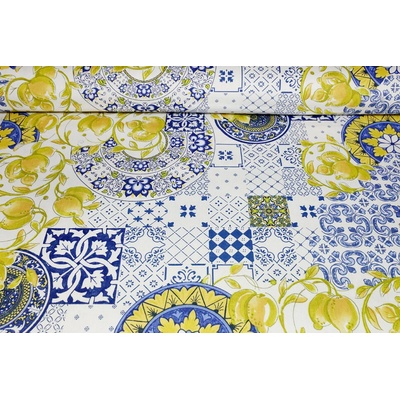 MADE IN ITALY Dekorační bavlněná látka Majolika ctróny, š. 140 cm Vícebarevná Šířka 140 cm