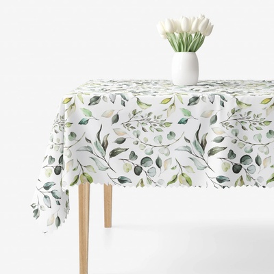Goldea hranatý teflonový ubrus eukalyptové lístky 100x100 cm