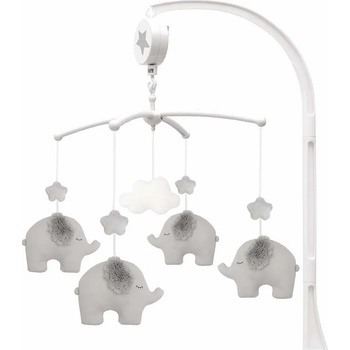 JaBaDaBaDo Jabadabado: Музикална въртележка за кошара - Слончета и облаци в сив цвят (JB-N0094)