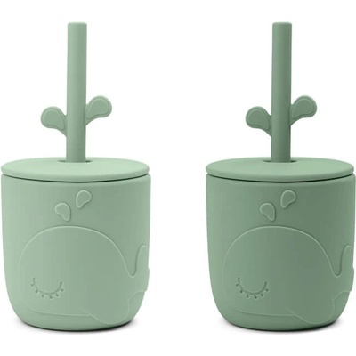 Done by Deer Peekaboo set hrnečků s brčkem Wally 2ks Zelená 120 ml