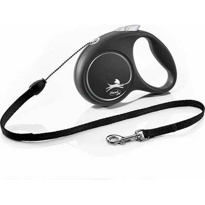 flexi Black Design повод S до 12кг, 5м въже - черно