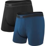 Saxx Мъжко синтетично термобельо Saxx Daytripper Boxer Brief Fly 2-Pack Synthetic base layer - Black / City Blue Heather - размер XL (014-1939-0115)