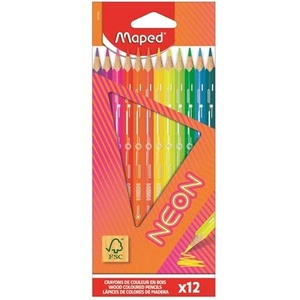 Maped Комплект цветни моливи, триъгълни, MAPED "Neon", 12 различни цвята 831802FC (831802FC)