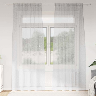 vidaXL Перде от воал С завеси 2 pcs Светлосиво 225 x 140 см Полиестер (4108024)