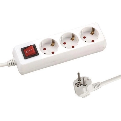 EUROLAMP Разклонител EUROLAMP SA - 10329, 3 гнезда, 1.5m, бял (147-62211)