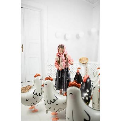 PartyDeco 45x42 cm chodící fóliový balónek Slepička