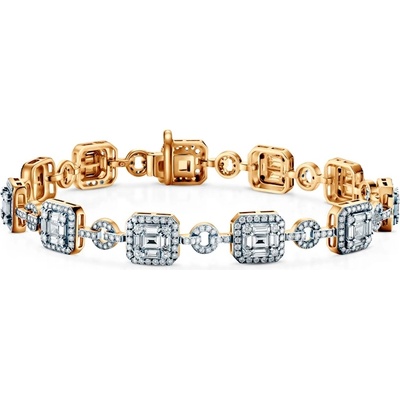 SAVICKI Гривна, бяло и жълто злато 585 с бял диамант, 18 см