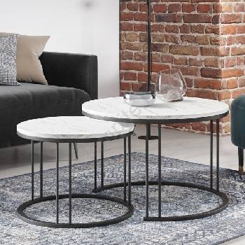 Mirjan24 К-кт 2x Масичка за кафе RAGNAR черен/бял (MJ0144)