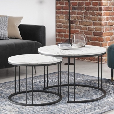 Mirjan24 К-кт 2x Масичка за кафе RAGNAR черен/бял (MJ0144)