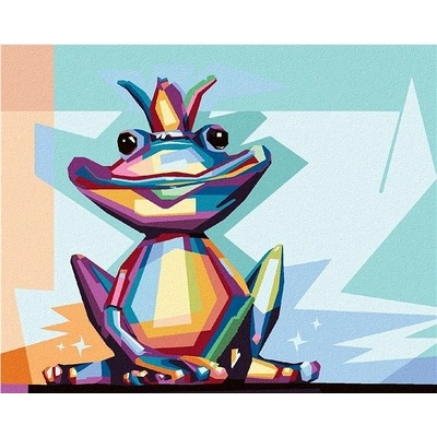 zuty Malování Podle Čísel Barevná Žába S Korunou 80 x 100 Cm Plátno Rám