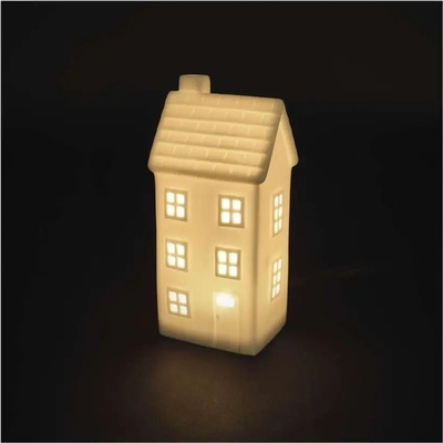 EMOS LED keramický domček, 16 cm, 1x CR2032, vnútorná, teplá biela, časovač DCLW36