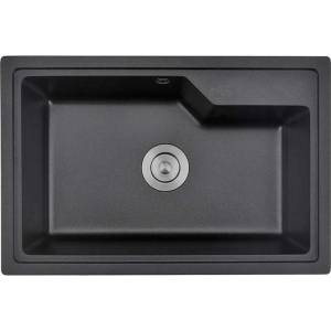 Inter Ceramic Кухненска мивка ICGS 8315 BLACK, Inter Ceramic, гранит, едно корито, със сифон, 45х22х68см (8315 BLACK) Мивка за вграждане