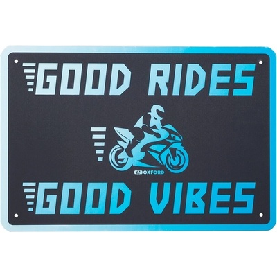 Plechová cedule GOOD VIBES, OXFORD (modrá/černá, rozměr 90 x 60 cm) M000-1291