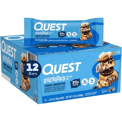 Quest Nutrition Quest Overload Protein Bar | Different Flavors [12 x 63 грама] Cookie Commotion