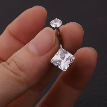 HARAHU Пиърсинг обеца li-23609 - Сребърна / Квадрат kp23609 (li-23609)