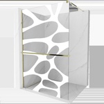 Mexen Kioto+ душ стена с рафт Walk-in 100 x 200 cm, бяла вълна, златиста - 800-100-121-50-97 (800-100-121-50-97)