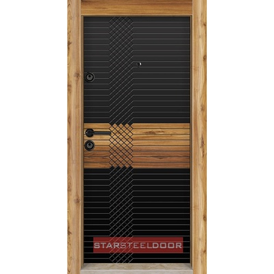 Starsteeldoor Блиндирана врата StarLife L-444 Черен-Сарухан (цена без монтаж)