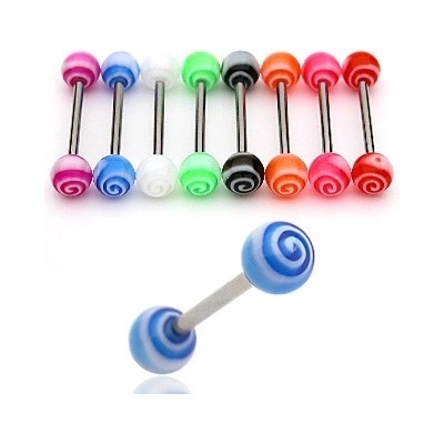 Šperky eshop piercing do jazyka UV tornádo W45.20 Oranžová