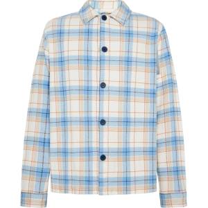 KnowledgeCotton Apparel Мъжка риза с копчета Knowledgecotton apparel Big Checked Heavy Flannel Shirt - Blue Check - размер XXL (033-2921-0115)