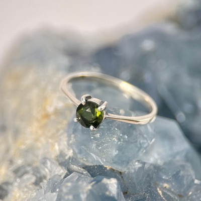 Drakkaria OCULAR stříbrný prsten s vltavínem P43136