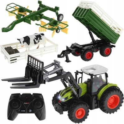 Nobo Kids Dálkově ovládaný traktor zelený s přívěsem 1:24