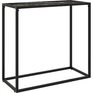 vidaXL Конзолна маса, черна, 80x35x75 cм, закалено стъкло (322810)