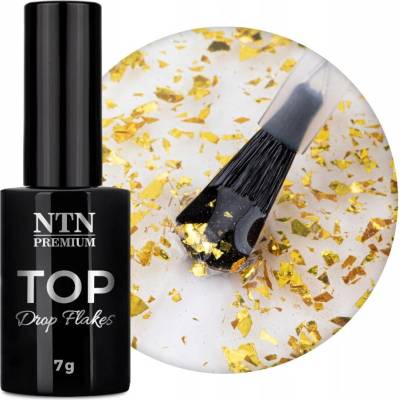 Hybridný vrchný lak NTN 7g Top Drop Flakes Golden No Wipe - Bez Výpotku