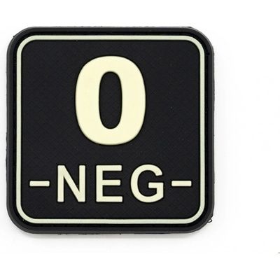 JACKETS TO GO nášivka KRV 0- NEG plast velcro GLOW IN THE DARK