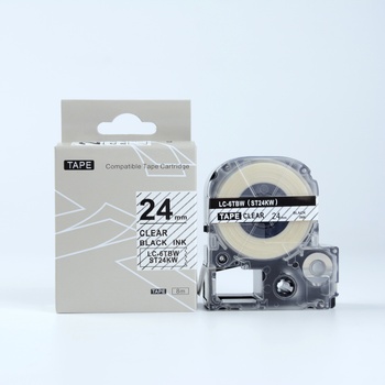 Compatible Epson LK-ST24KW, 24mm x 9m, черен печат / прозрачен субстрат, съвместима лента (LKST24KW)