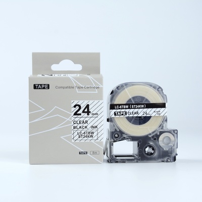 Compatible Epson LK-6TBN, ST24KW, C53S656007, 24mm x 9m, черен печат / прозрачен фон, съвместима лента (LKST24KW)