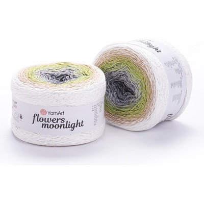 Yarn Art Příze Flowers Moonlight 3274 smetanová,světle hnědá,zelená,šedá