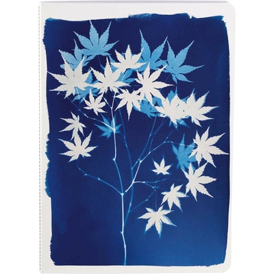 Cyanotype Sešit A5 linkovaný javorové listy