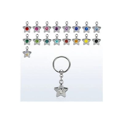 Piercingate piercing kroužek hvězda s kamínkem PKR00144 Čirá