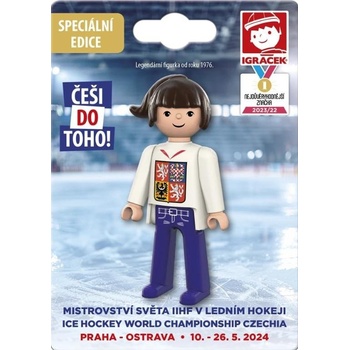 Efko Igráček Fanynka MS v hokeji 2024 bílý dres figurka