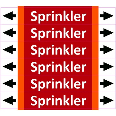 Grafiko | Sprinkler - dle ISO 20560 - Materiál Samolepící PVC folie, Rozměr aršík 6 ks 52x300 mm