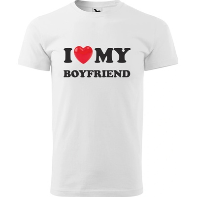 Sablio Tričko s potiskem I love my boyfriend bílé